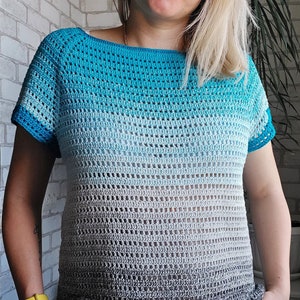 Multicolor Crochet T-Shirt, Mesh T-Shirt, Crochet Mesh Top, Oversized T-Shirt, Cotton Summer top, ukraine shops, ukrainian artists