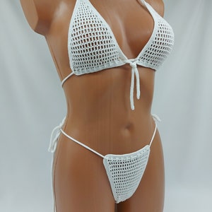 Crohet Total Mesh Bikini, Transparent swimsuit, white mesh bikini