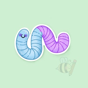 Blauwe & Paarse Kleverige Worm Sticker!