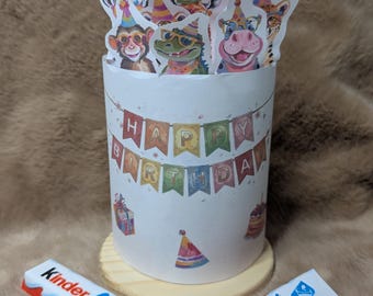 Banderoles imprimable pour Kinder Maxi/Duplo, Happy Birthday  Animaux en fête, prêt à imprimer