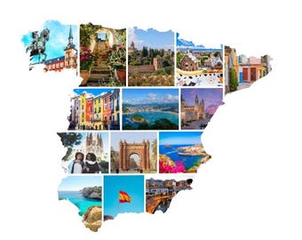 Espagne, Collage Photos, Voyage, 14 photos, A4