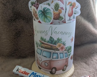 Banderoles imprimable pour Kinder Maxi/Duplo, Bonnes vacances tropical pour maître, maîtresse amis collegues, prêt à imprimer