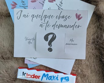 Demande Marraine, Cartes cadeau surprise 4 couleurs, prêt à imprimer
