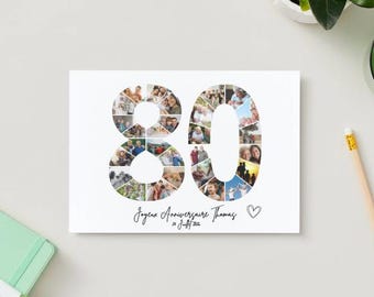 80 Ans, Collage photos, Anniversaire, A4