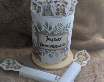 Banderoles imprimable pour Kinder Maxi/Duplo, Anniversaire Jungle animaux vert, prêt à imprimer