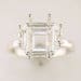 Sterling Silver or Solid 14kt White or Yellow Gold 5-12mm Square 8 Prong Pre-Notched Blank Ring Size 7 shank setting 163-845/143-845
