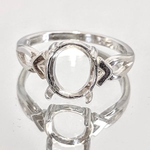 Solid Sterling Silver or 14kt Gold 8x6-18x13 Oval blank Cab (Cabochon) Vee Shank Ring setting Size 5-8, 163-569/143-569