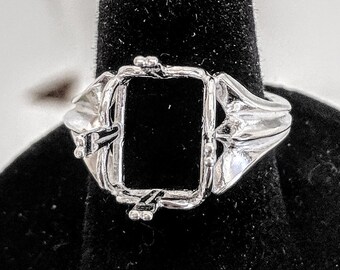 D5740 Ring Setting Sterling Silver Size 8.25 14x12mm Emerald Cut Gemstone