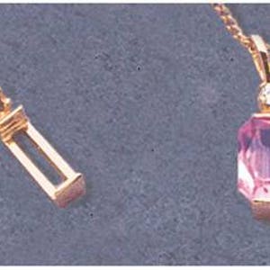 Solid Sterling Silver or 14kt Gold 5mm-12mm Shallow Tourmaline Cut Pendant with Accent Setting, Made in USA 161-321/141-321