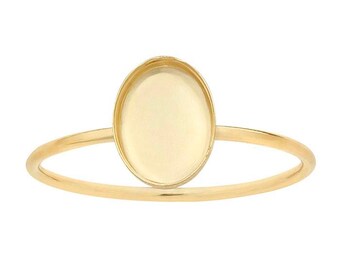 14/20 Yellow Gold-Filled 6x4 - 10x8mm Oval Cabochon Ring Mounting, blank Cab (Cabochon) setting Size 5 to 8