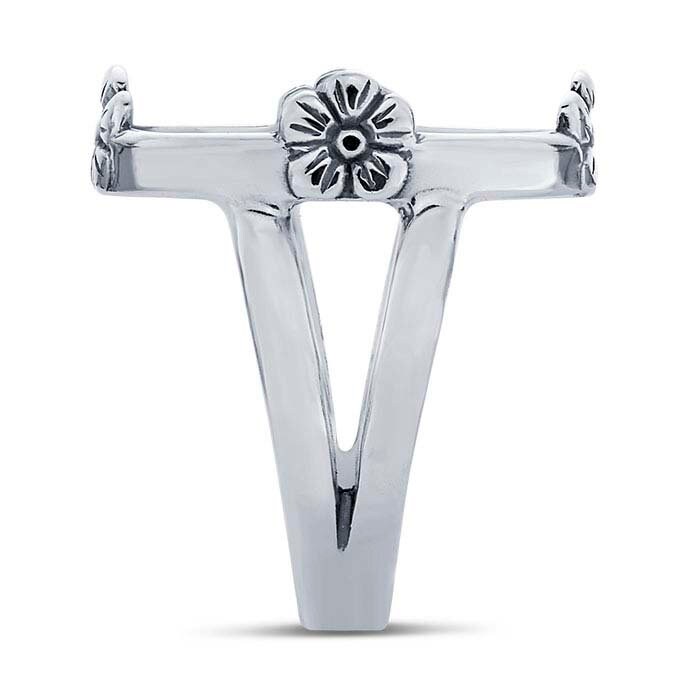 Sterling Silver Flower Accent 18x13 Mm Oval Ring Mounting Etsy