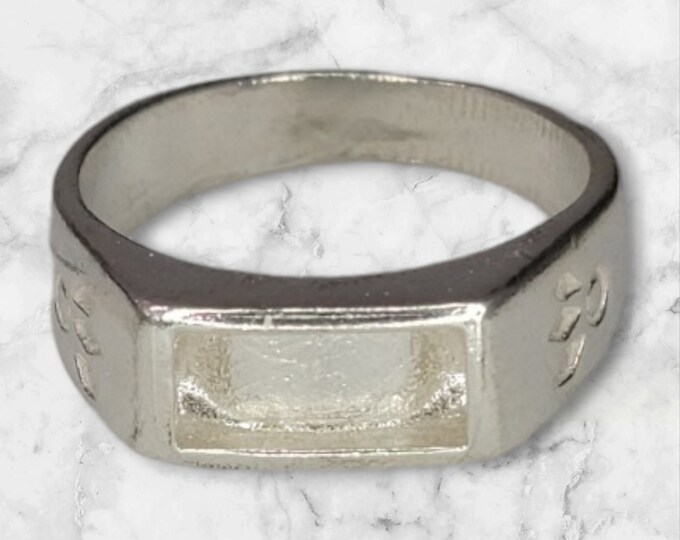 Solid Sterling Silver Inlay Rectangle Blank Setting, Rough Casted, DYI ...