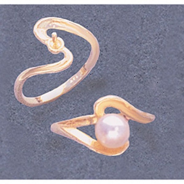 Solid Sterling Silver or Solid 14kt Gold 4-8mm Half Drilled Pearl Blank Ring Size 5-8 shank setting 163-800/143-800