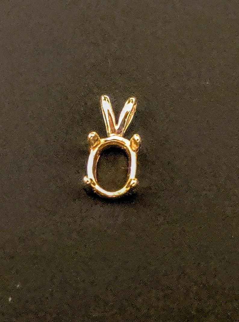 161-150141-150 Solid Sterling Silver or 14kt Yellow or White Gold 5x3-9x7 Oval Cut Low Profile Pendant Setting For Shallow Stones New