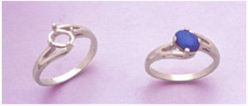 Blank Offset Ring setting Size 7 163-568143-568 Cabochon Solid Sterling Silver or 14kt Gold 7X5-10X8 Oval Cab