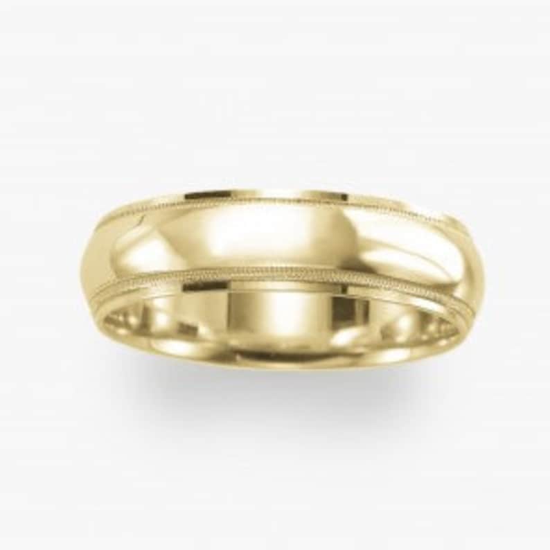 Size 4-12 4mm 243-345 or 6mm Wide 5mm Solid 14kt Yellow Gold Beaded Dome Comfort Fit Wedding Band