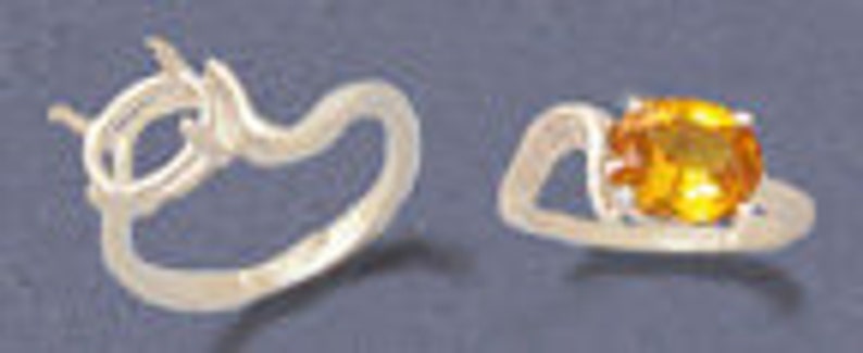 163-429143-429 Solid Sterling Silver or 14kt White or Yellow Gold 9x7 Oval blank Swirl Side Set Ring setting Size 7