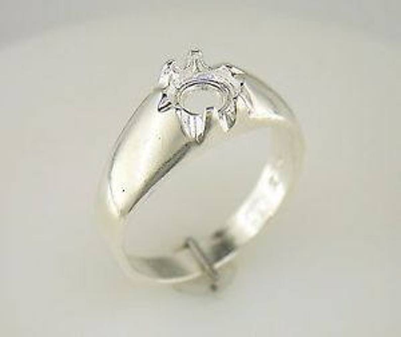 Sterling Silver 6mm Round Gypsy Pre-Notched Blank Ring Size 9 shank setting 163-442
