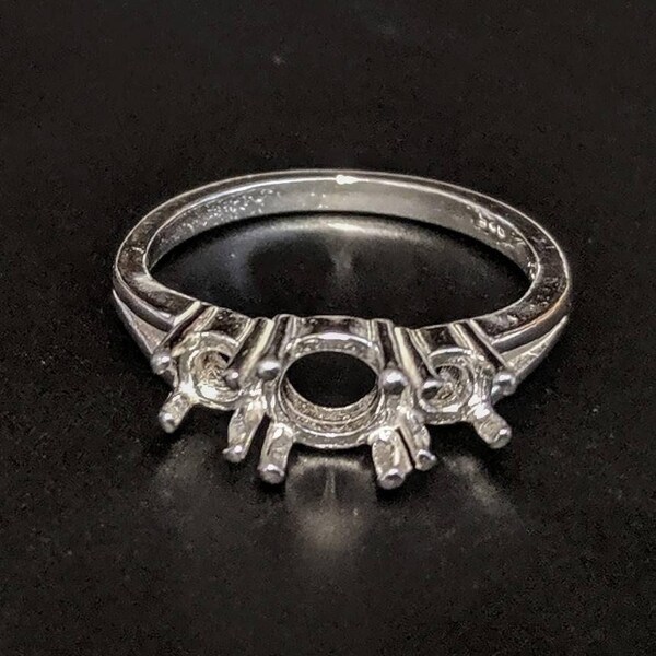 Sterling Silver or Solid 14kt Gold Round Three Stone Pre-Notched Blank Ring Size 7 shank setting 163-464, 465, 454/143-464