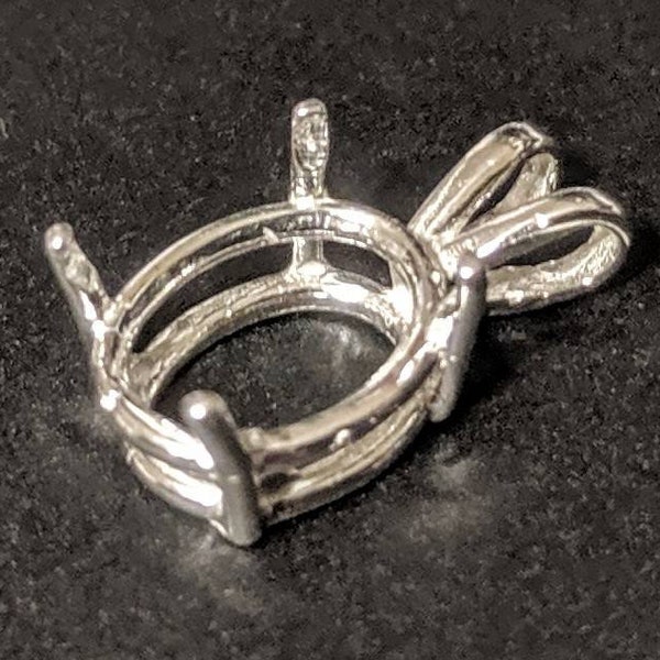 Montatura con pendente a taglio ovale in argento sterling massiccio 925 6X4-30X22, nuovo, prodotto negli Stati Uniti 161-050