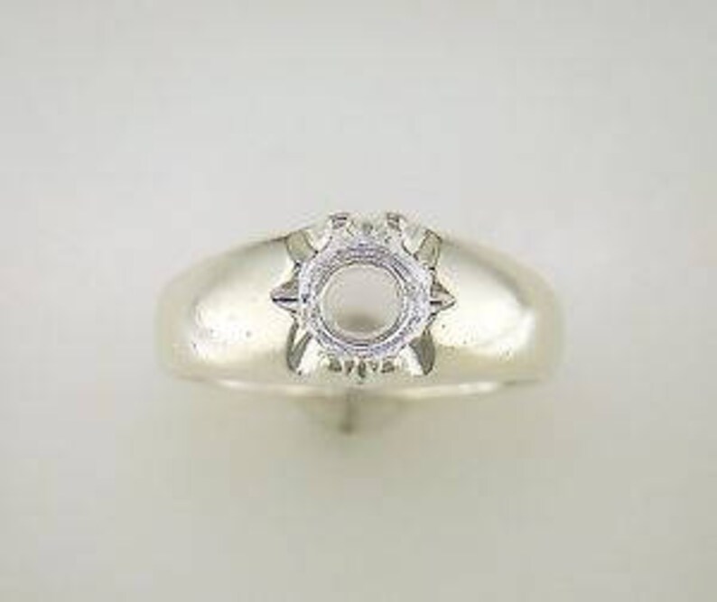 Sterling Silver 6mm Round Gypsy Pre-Notched Blank Ring Size 9 shank setting 163-442
