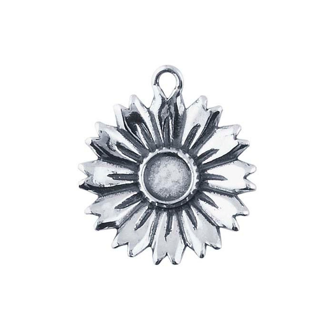 Sterling Silver Flower Dangle With 5mm Cabochon Mounting, Cab cabochon ...