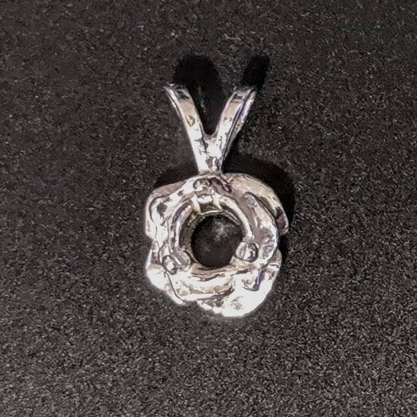 Solid Sterling Silver or 14kt Yellow or White Gold 2mm-4mm Round Rose Flower Pendant Setting, New, Made in USA 161-217/141-217