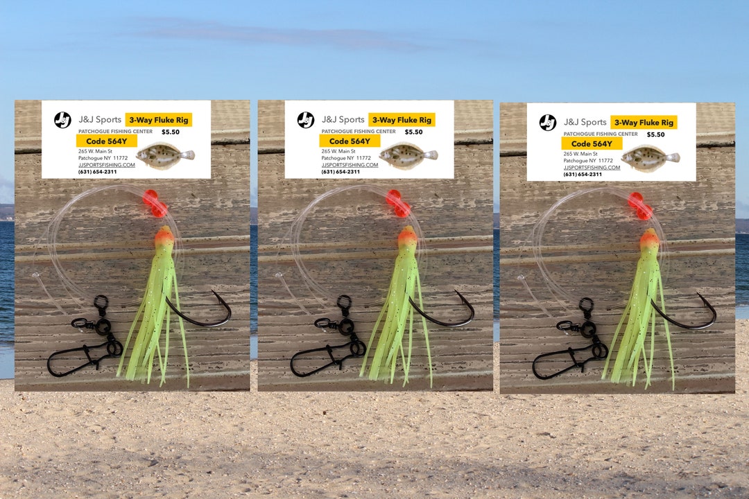 Fluke Rigs 3 Way Fluke Rig With Teaser yellow Fishing Rigs Saltwater