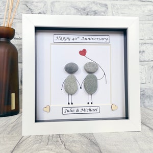 40th Wedding Anniversary gift, Ruby Wedding anniversary, Personalised Anniversary gift, Pebble Art Anniversary gifts, Handmade Forty Years
