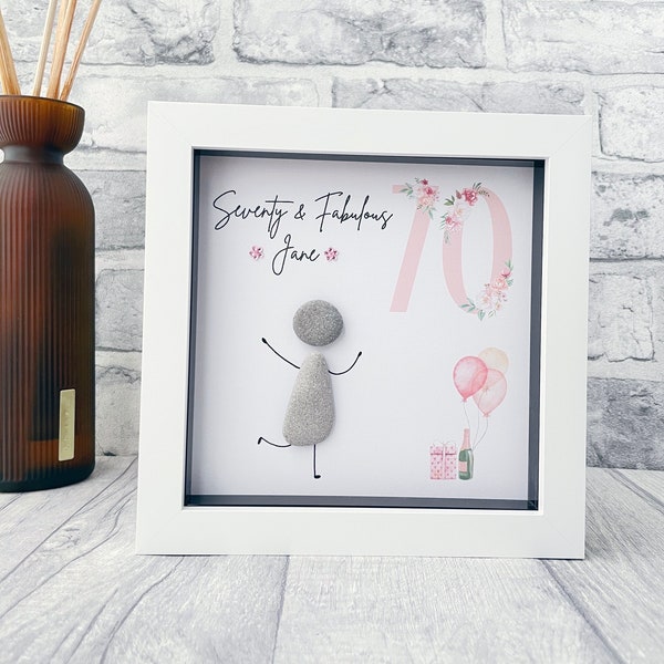 70th Birthday Gifts for Women, Nan Gifts, Unusual Birthday Gifts for Her, April Birthday Gifts for Her, Pebble Art 70th Birthday