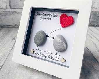 Engagement Gifts for Couples,  Engagement Presents, Personalised Engagement Gifts, Mr and Mrs Gifts, Bride To Be Gift, Handmade Pebble Art