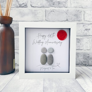 Ruby Wedding anniversary, 40th Wedding Anniversary gift, Personalised Ruby 40th Anniversary gift, Pebble Art Anniversary gifts, Wax Seal