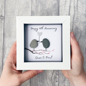 10 Year Anniversary Gift, 10th Wedding Anniversary, Tin Anniversary Gift, Gifts for Couples, Personalised Pebble Art, Mr and Mrs Couple Gift