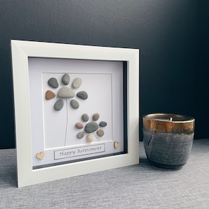 Personalised Retirement gifts for women, Pebble Art Retirement leaving gift for work colleague, Retirement gifts for Her flowers botanical