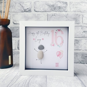 Cadeau pour fille de 16 ans, cadeau fille, cadeaux pour fille de 16 ans, cadeau adolescente, cadre fait main personnalisé de photo d'art de galet