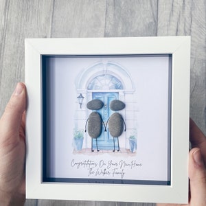Personalised New Home Gift, Pebble Art Home Family Gift, Housewarming Gift, Moving Home Picture Frame, Pebble Art Family First Home Frame