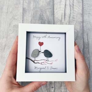 40th Wedding Anniversary Gift, Ruby Anniversary Gifts, Mr and Mrs Couples Gift, Personalised Anniversary Pebble Picture, Gifts for Husband