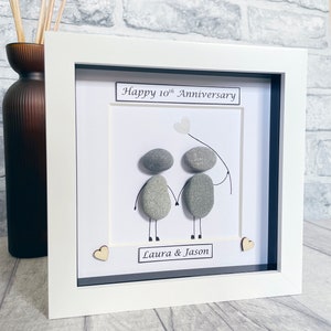 10 year anniversary gift, 10th Wedding Anniversary Gift, Tin Wedding Anniversary, Personalised Pebble Art wedding Anniversary husband wife