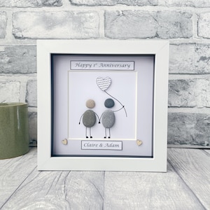 1st Anniversary gift, 1st Wedding Anniversary Gifts, Paper Anniversary Personalised gift, Pebble Art Anniversary gift for husband wife