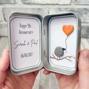 9th Wedding Anniversary Gift, Pottery Anniversary Gifts, Personalised Anniversary Cute Tin Box, Gifts for Husband and Wife, Letterbox Gift