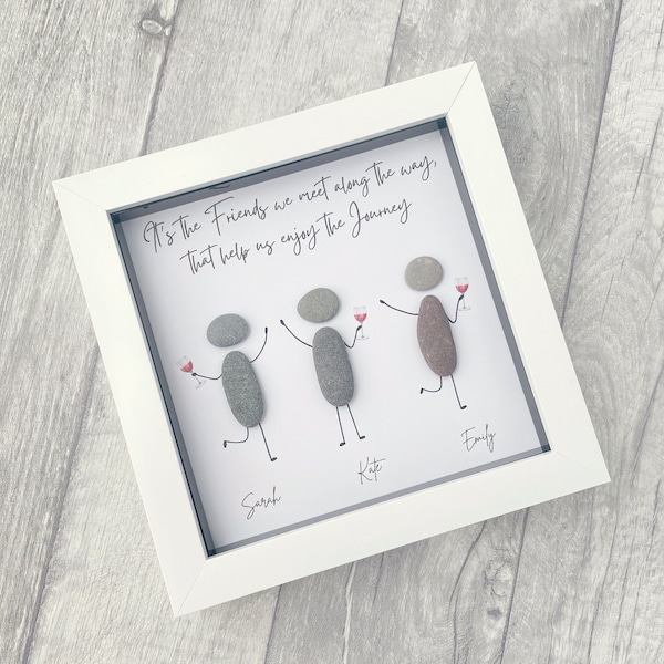 Best Friend Gifts, Pebble Picture Birthday Gift for Her, Group Friendship Frame, Personalised Best Friend Gift, Unusual Gifts for Her
