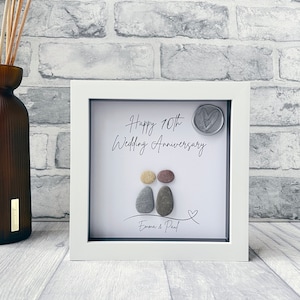 10 Year Anniversary Gift, 10th Wedding Anniversary, Personalised Tin Anniversary gift, Anniversary Pebble Picture, Wax Seal, Pebble Art
