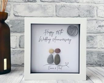 10 Year Anniversary Gift, 10th Wedding Anniversary, Personalised Tin Anniversary gift, Anniversary Pebble Picture, Wax Seal, Pebble Art