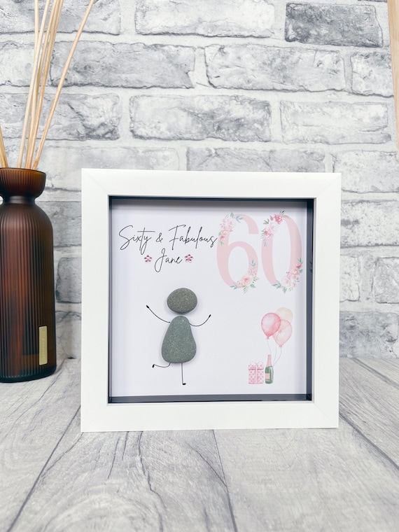 60th Birthday Gifts for Women Best Friend Gift Unusual Birthday Gifts for Her Personalised Pebble Art 60th Birthday Gifts Etsy