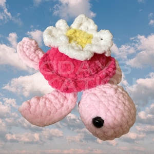 Mini Crochet Pink Flower Turtle