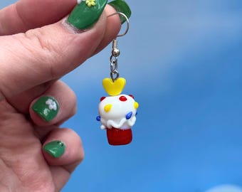 Glass Retro Cupcake Dangle Earrings