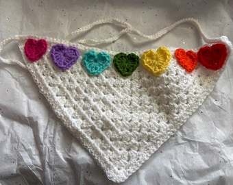 Rainbow Heart Crochet Bandana
