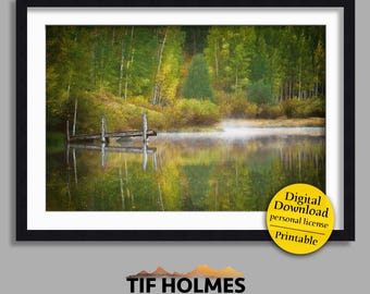 Misty Fall Colors | fall mountain scene wall art (digital download - JPG)