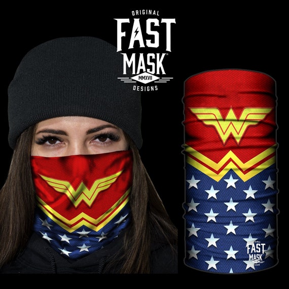 Neck Gaiter Face Mask, Ski Mask, Tube Face Mask, Motorcycle Neck Warmer,  Polyester Bandana With SPF 40 Wonder Woman 