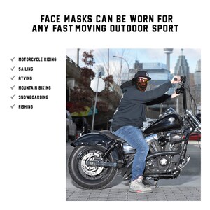 Neck Gaiter, Face Mask, Ski Mask, Tube Face Mask, Motorcycle Neck Warmer, Polyester Bandana with SPF 40 Black & Orange Bandana image 3